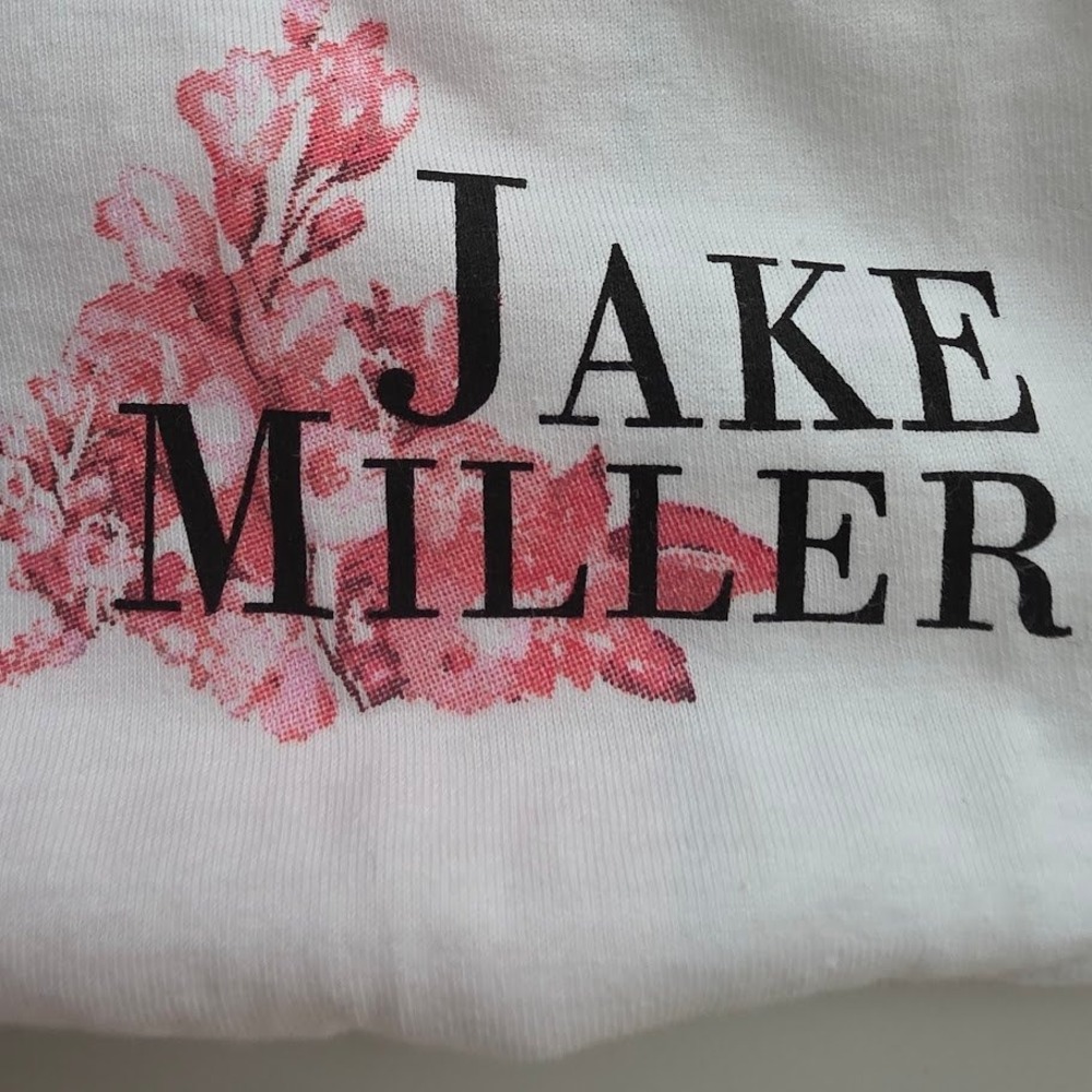 Jake Miller Graphic Tee Women Size S‎ White Floral Concert Merch Short  T-Shirt